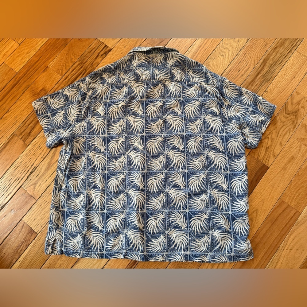 Nat Nast Luxury Originals Silk/Cotton Blend Palm Leaf Blue Hawaii Shirt Mens XXL - Picture 8 of 12